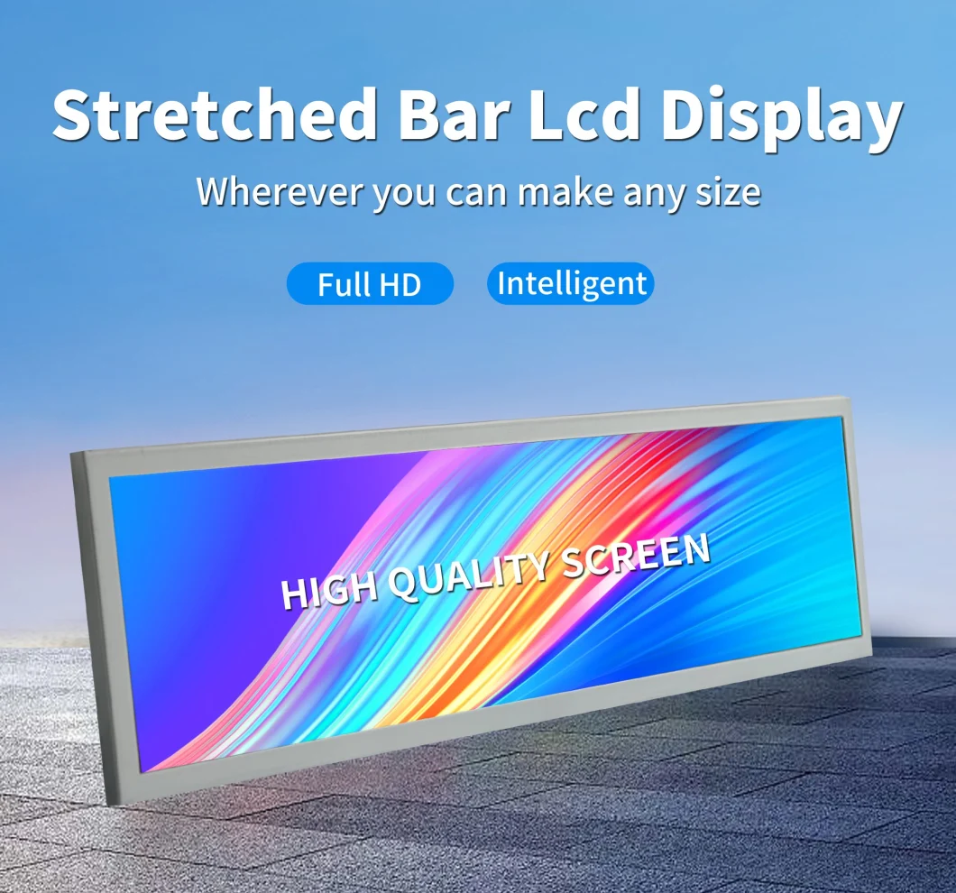 Factory Stretched Bar LCD Display Wall Mounted IPS Monitor Screen Digital Signage Indoor Outdoor Customized