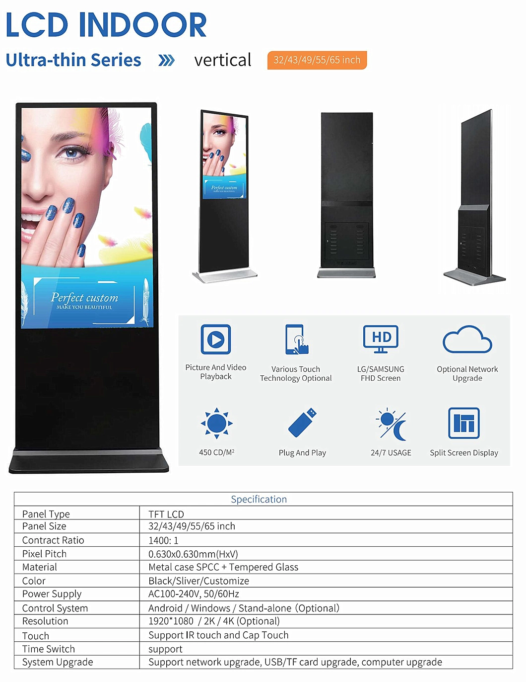 65 in 4K Commercial Interactive Touchscreen 55