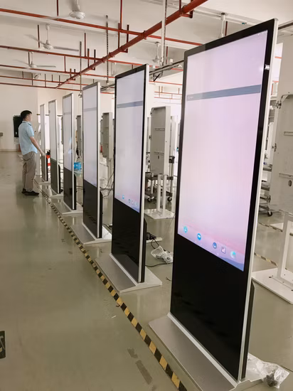 Lettore video per segnaletica digitale da pavimento Ampio schermo touch screen Display TV LCD interattivo verticale per pubblicità per centro commerciale